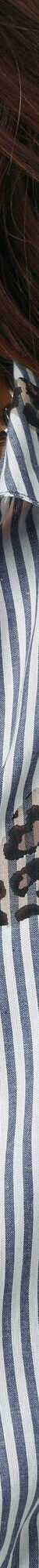 Chemise longue oversize en coton, rayures et imprimé (bleu / blanc) Chemise longue oversize en coton, rayures et imprimé (bleu / blanc)